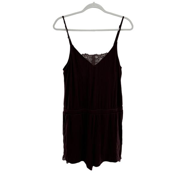 Soma Intimates Pinot Noir Purple Rib Lace Cool Nights Sleep Romper - Picture 5 of 12